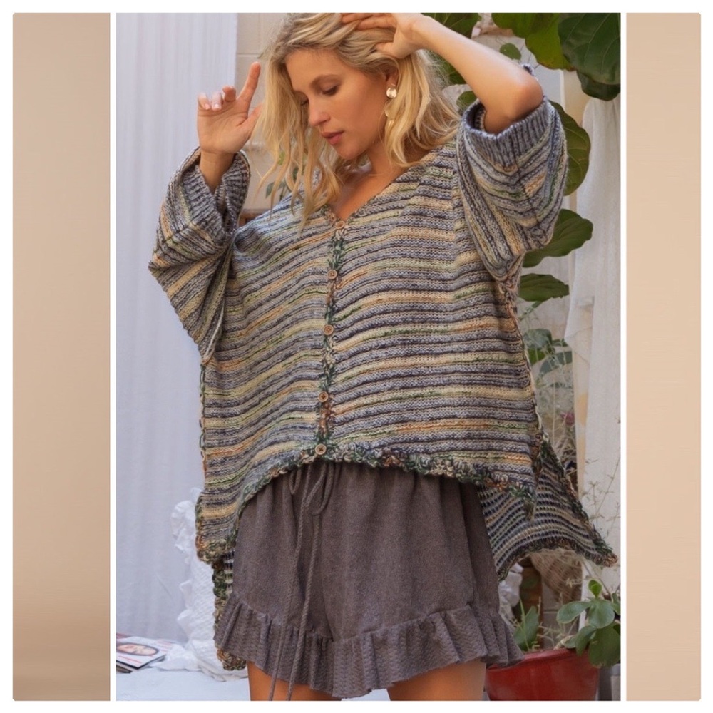 POL Palms Spring Stripe Sweater Cardigan - Picture 7 of 13